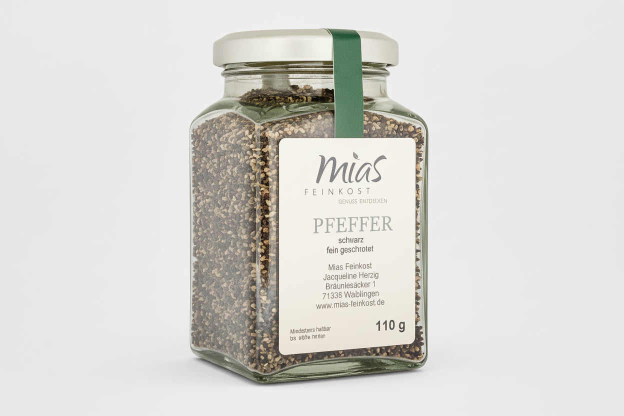 Pfeffer schwarz, fein geschrotet