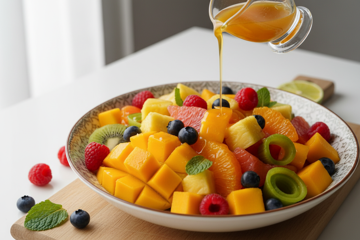fruchtsalat mit mango essig