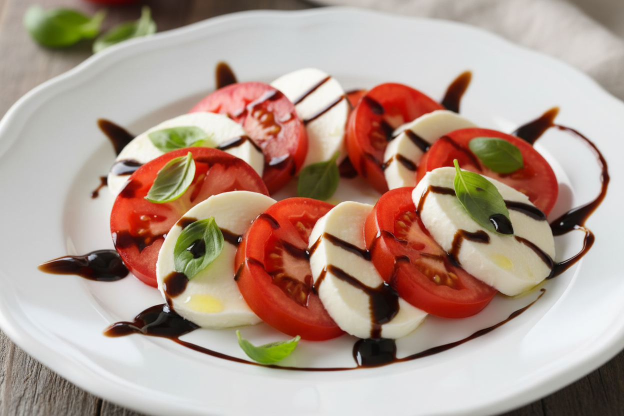 tomate mozarella mit dunklem feige dattel essig